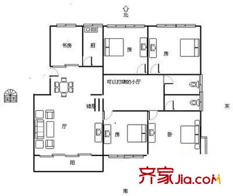 陽光城二區(qū)戶型圖陽光城2區(qū) 4室 戶型圖 4室2廳2衛(wèi)1廚