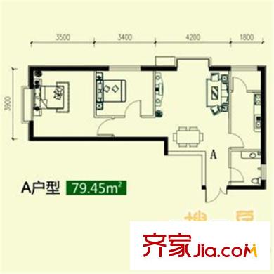 禾木花苑1#樓標(biāo)準(zhǔn)層A戶型 2室2廳1衛(wèi)1廚