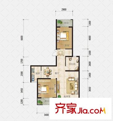 盛和觀邸別墅戶(hù)型圖D戶(hù)型 3室2廳2衛(wèi)1廚