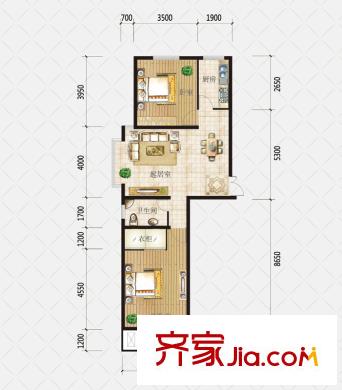 盛和觀邸別墅戶型圖F戶型 3室2廳2衛(wèi)1廚