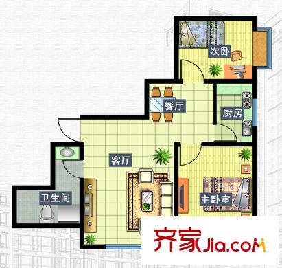 榮泰尚都T1戶型（售罄） 2室2廳1衛(wèi)1廚