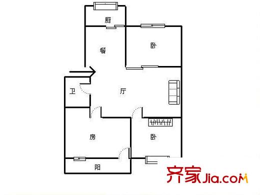 省林業(yè)廳宿舍 3室 戶型圖