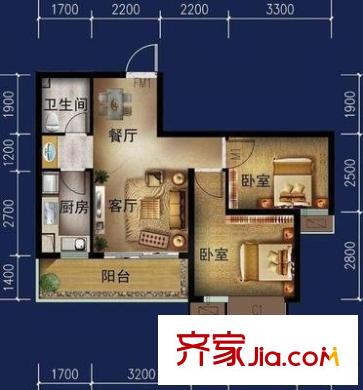 閩江新苑 2室 戶型圖