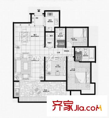 美倫浩洋麗都A區(qū) 3室 戶(hù)型圖