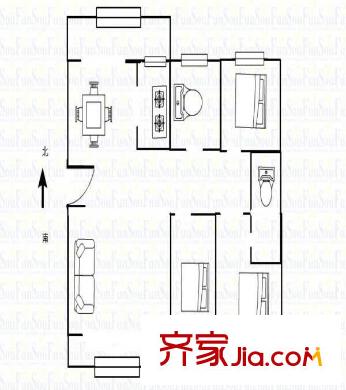 天元花園戶型圖3居室 3室2廳2衛(wèi)1廚