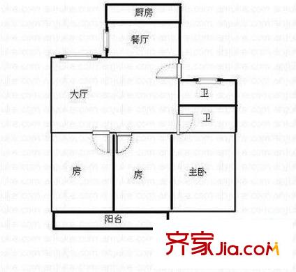 美岐新村戶型圖美歧新村 3室 戶型圖 3室2廳2衛(wèi)1廚