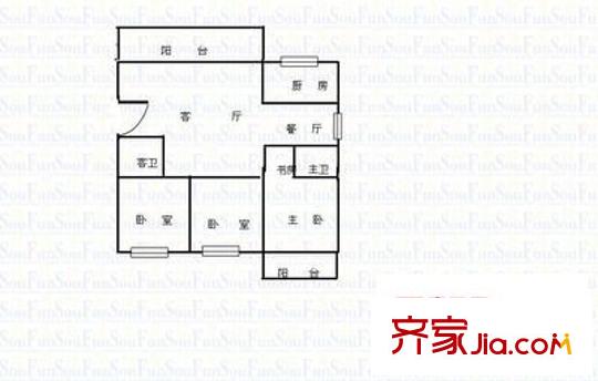 龍津苑小區(qū) 3室 戶型圖