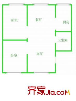 福樂園戶型圖2居室 2室2廳1衛(wèi)1廚