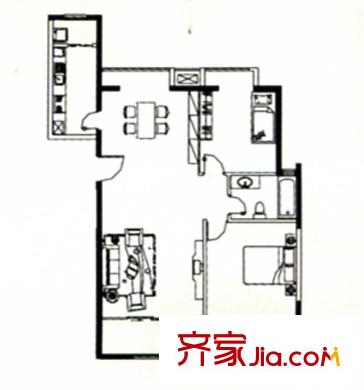 宏揚(yáng)香木林戶型圖二期A4 2室2廳1衛(wèi)1廚