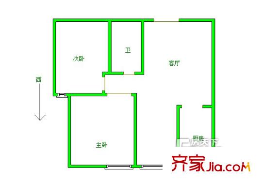 鷺港小區(qū)戶型圖鷺港公寓73平 2室2廳1衛(wèi)1廚