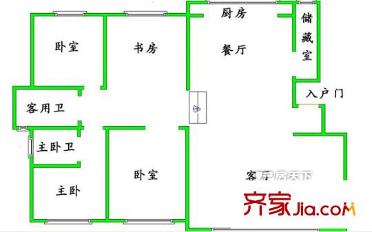 鷺港小區(qū)戶型圖四居室 4室2廳2衛(wèi)1廚