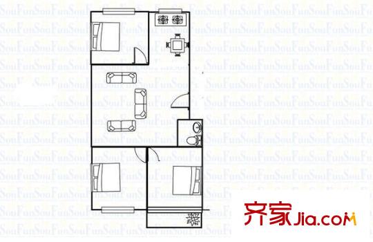 鰲峰花園 3室 戶型圖