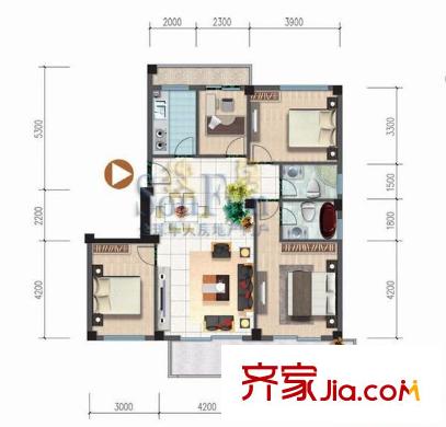 鰲峰花園 3室 戶型圖
