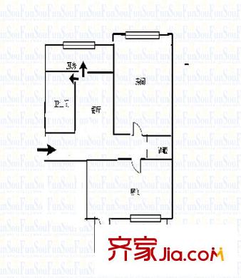 自來(lái)水廠單位宿舍 2室 戶型圖