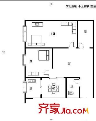 自來水廠單位宿舍 2室 戶型圖
