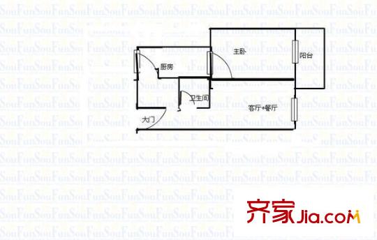 中亭街嘉同苑 1室 戶型圖