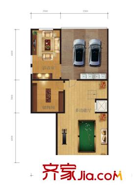 龍湖莊園北邊地下一層戶型圖 2室1廳