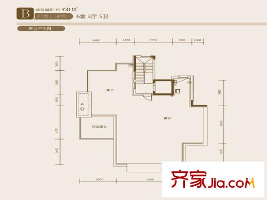 仁恒金沙府B戶型露臺(tái) 6室3廳5衛(wèi)