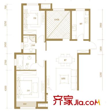 恒茂國際都會(huì)10號(hào)樓標(biāo)準(zhǔn)層A2戶型 2室2廳2衛(wèi)1廚