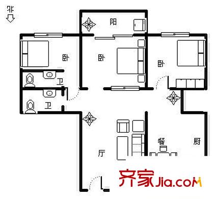建海新村 3室 戶型圖