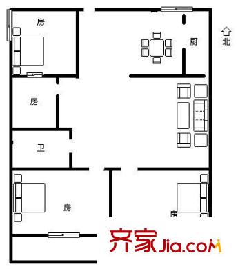 建海新村 3室 戶型圖