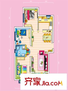 水岸榮華天星閣/天景閣標(biāo)準(zhǔn)層L1戶型 3室2廳1衛(wèi)1廚