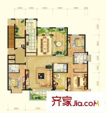 興盛大成西區(qū)B8#、B13#樓標準層戶型 3室3廳3衛(wèi)1廚