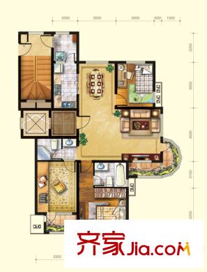 興盛大成西區(qū)B5#B17#戶型 3室2廳2衛(wèi)1廚