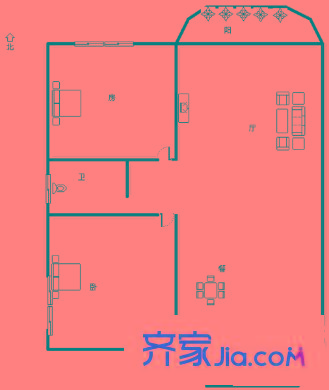 光榮小區(qū) 2室 戶(hù)型圖
