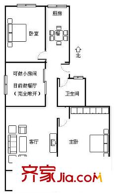 光榮小區(qū) 2室 戶(hù)型圖