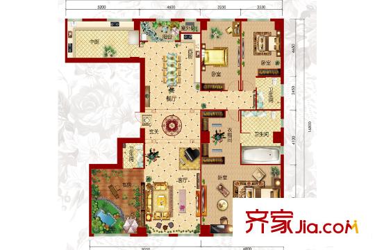 新華文化廣場2#樓標準層B戶型 4室2廳3衛(wèi)2廚