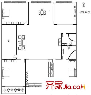 人民公園小區(qū) 4室 戶型圖