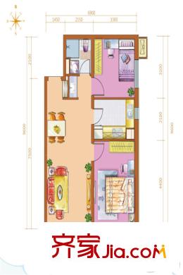 萬(wàn)科新里程5#樓標(biāo)準(zhǔn)層G戶型 2室2廳1衛(wèi)1廚