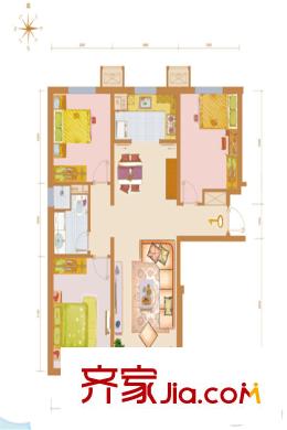 萬(wàn)科新里程5#樓標(biāo)準(zhǔn)層K戶型 3室2廳1衛(wèi)1廚