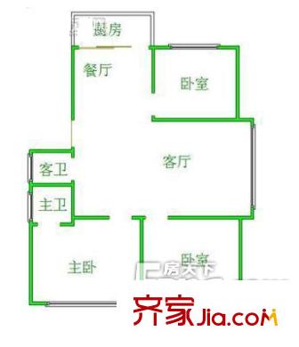 龍鑫公寓 3室戶型圖