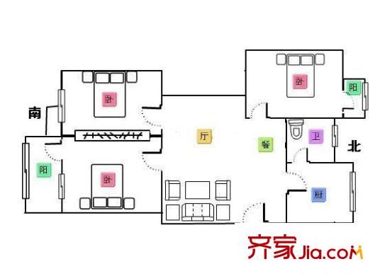 廣達花園 3室 戶型圖