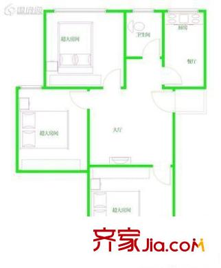 平方米尾新村 3室 戶型圖