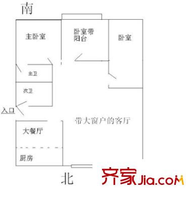 冠茂都會(huì) 3室 戶型圖