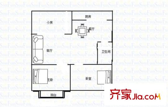 新南方花園 3室 戶型圖