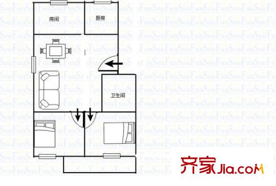 鐵六小區(qū) 3室 戶型圖