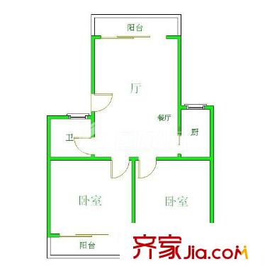 世紀(jì)金輝1期 2室 戶型圖