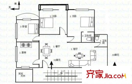 尚賓花園 3室 戶型圖