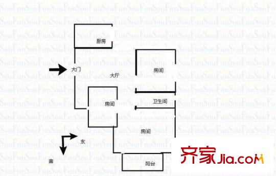 閩江苑 3室 戶型圖