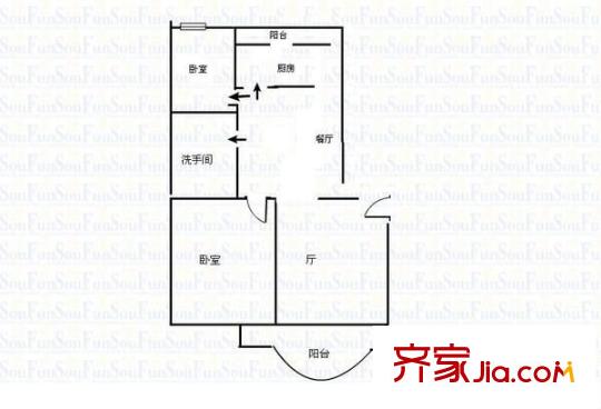 機(jī)械廳鼓西路單位宿舍 3室 戶型圖