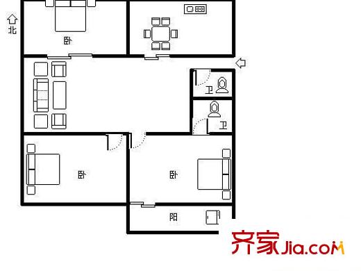 和輝花園 3室 戶型圖