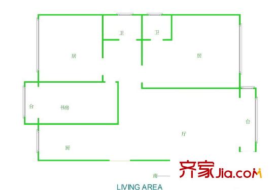 四季馨園戶型圖戶型圖 3室1廳2衛(wèi)1廚