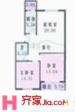 仁愛花園戶型圖戶型圖 2室2廳1衛(wèi)1廚