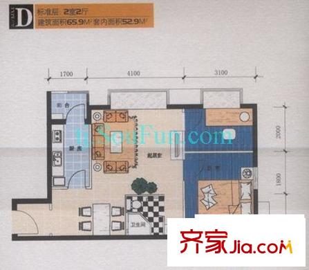 后現(xiàn)代城戶型圖戶型圖 2室2廳1衛(wèi)