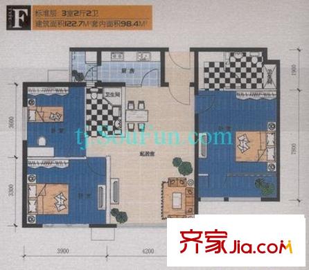 后現(xiàn)代城戶型圖戶型圖 3室2廳2衛(wèi)