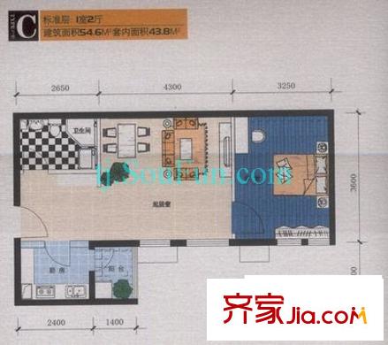后現(xiàn)代城戶型圖戶型圖 1室2廳1衛(wèi)
